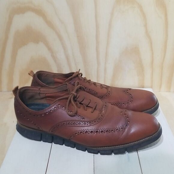 Cole Haan Zerogrand Wingtip Oxford in British Tan/dark Java Size 12 W - Picture 3 of 8